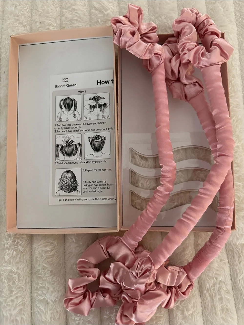 Heatless Hair Curler Ties - Rose Pink